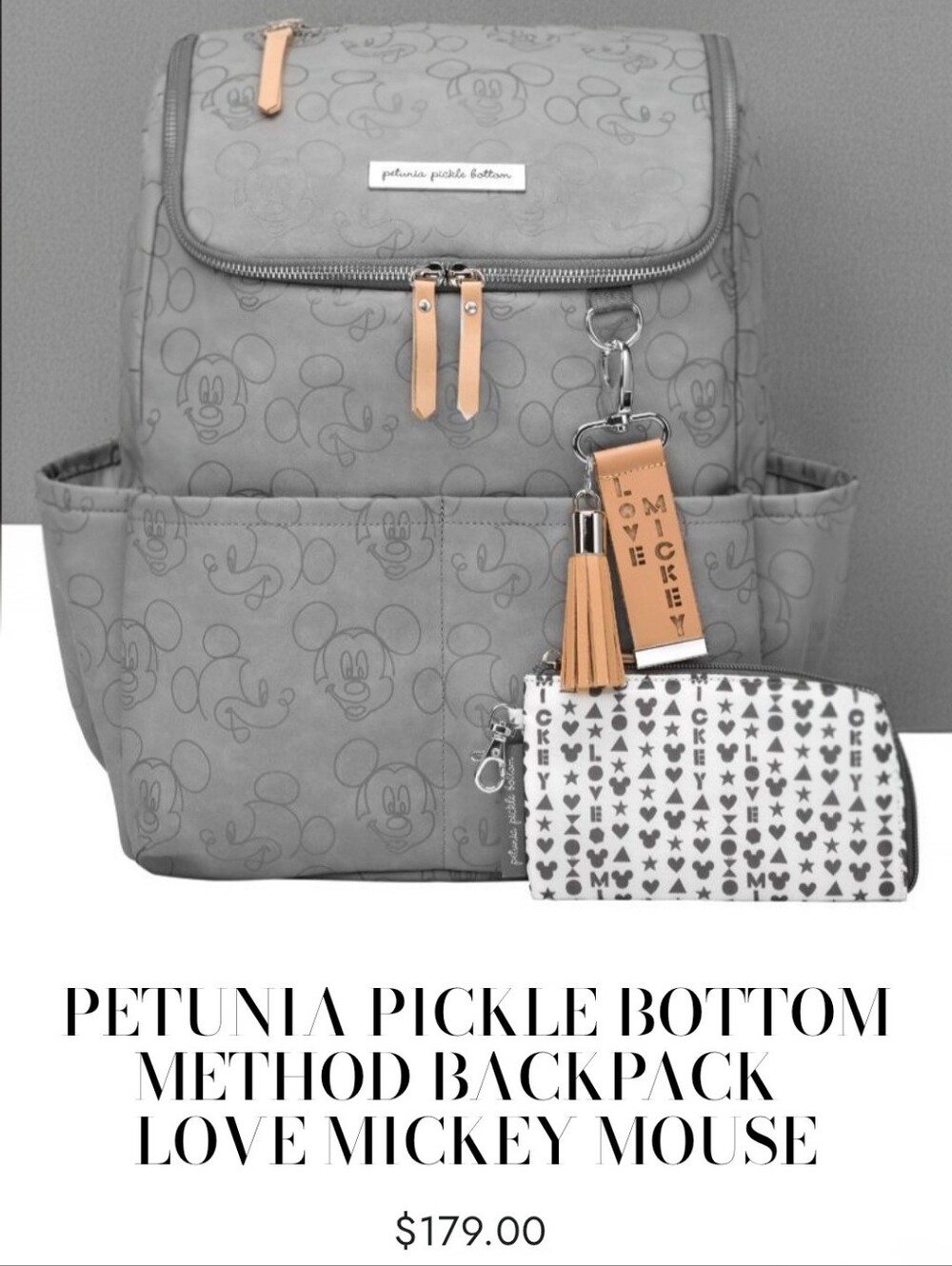 NWT! Petunia Pickle Bottom Love Mickey Lux Backpack/Diaper Bag